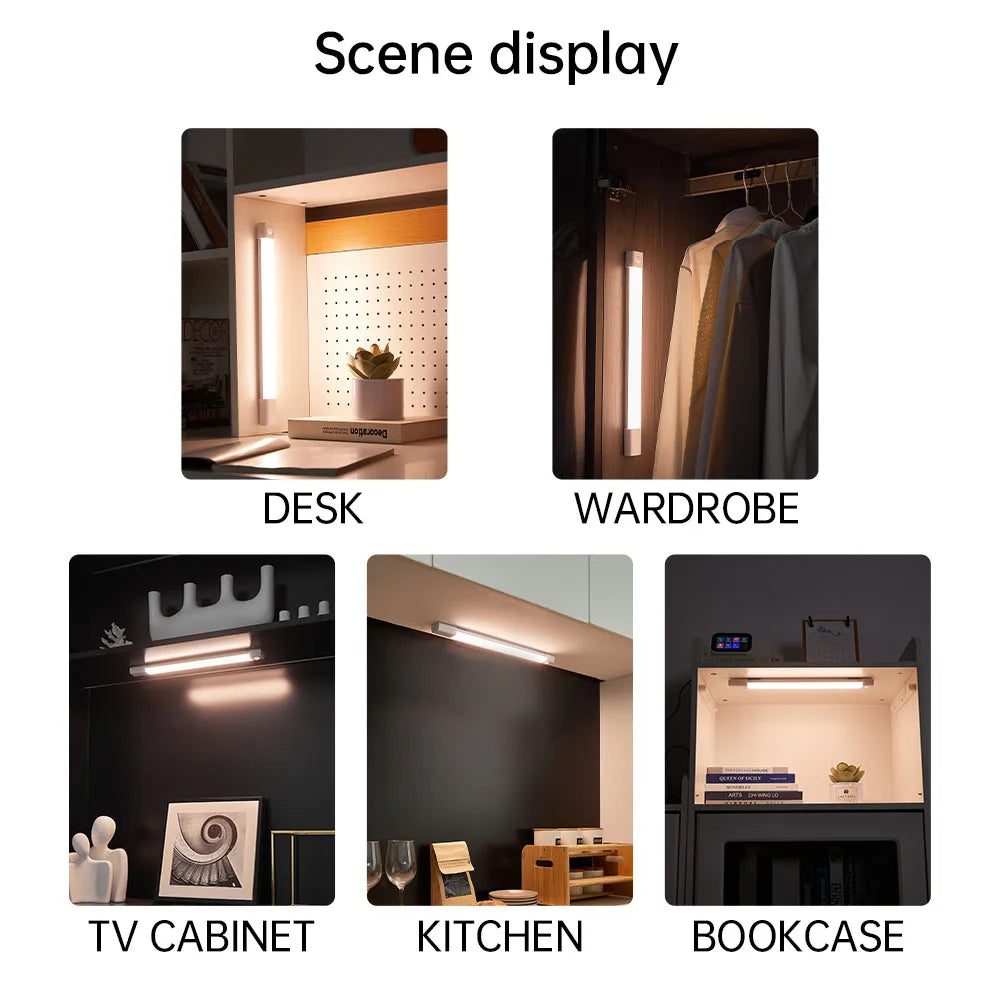 LED Night Light Motion Sensor Light Wireless USB Led Cabinet Night Wardrobe Lamp for Kitchen Cabinet Bedroom Wardrobe Sensor LED