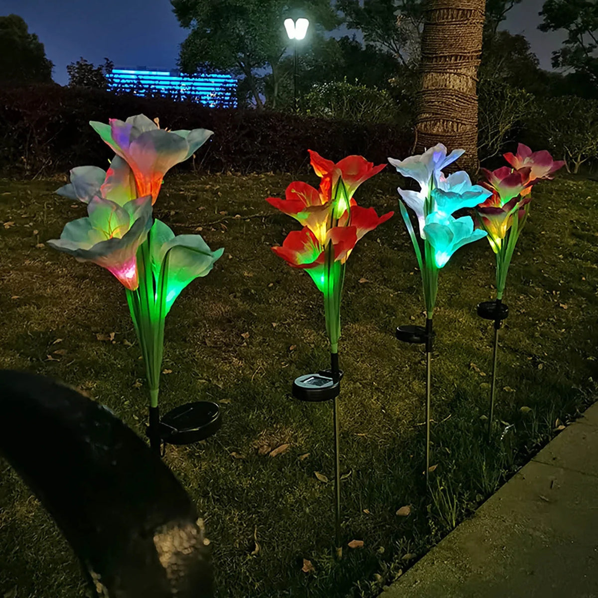 Color-Changing Solar Lily Garden Lights – 4 Pack - view 8