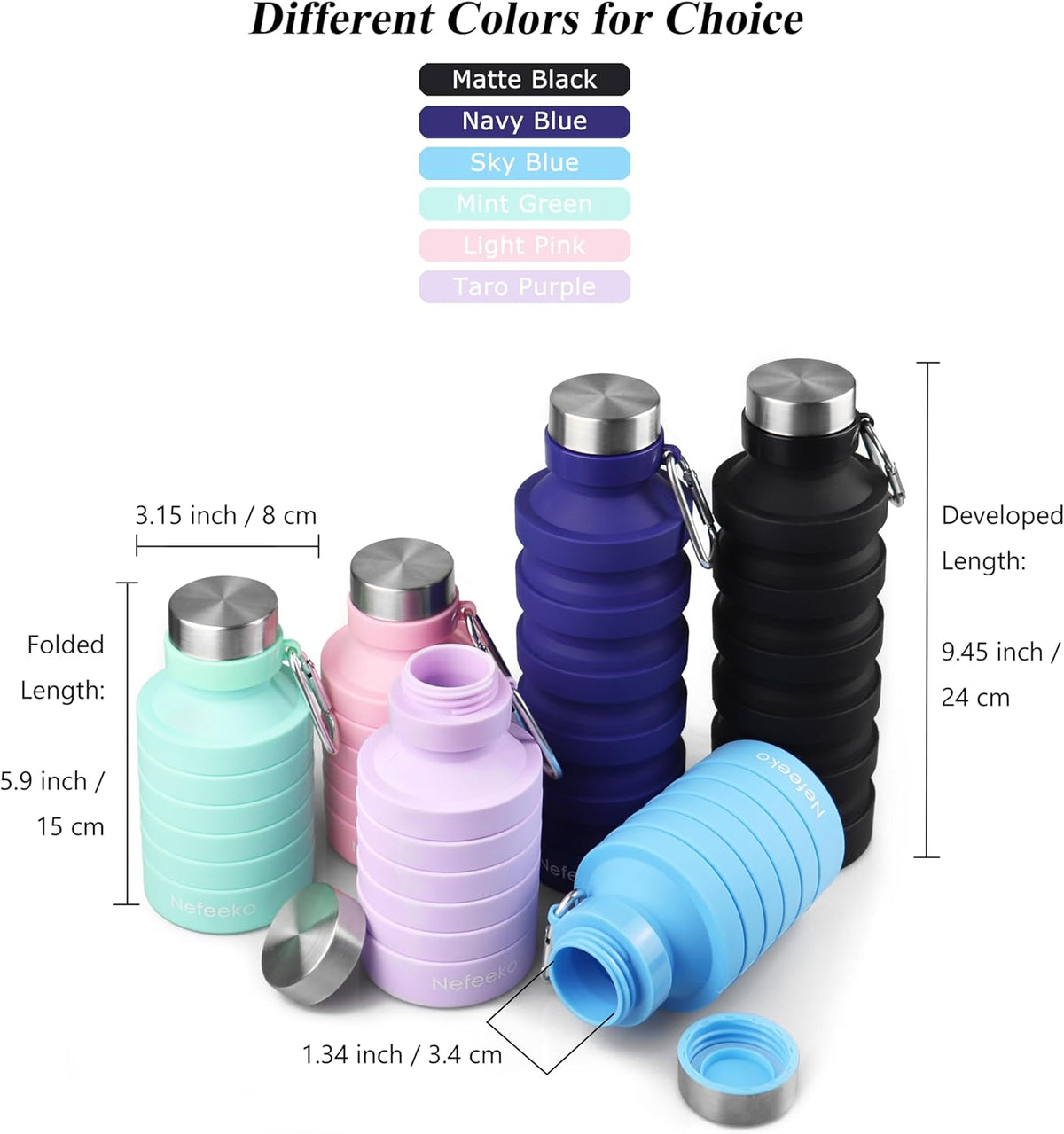 27 oz Collapsible Silicone Water Bottle - view 6