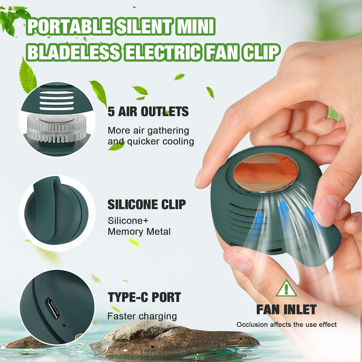 Rechargeable Clip-On Bladeless Mini Fan - view 3