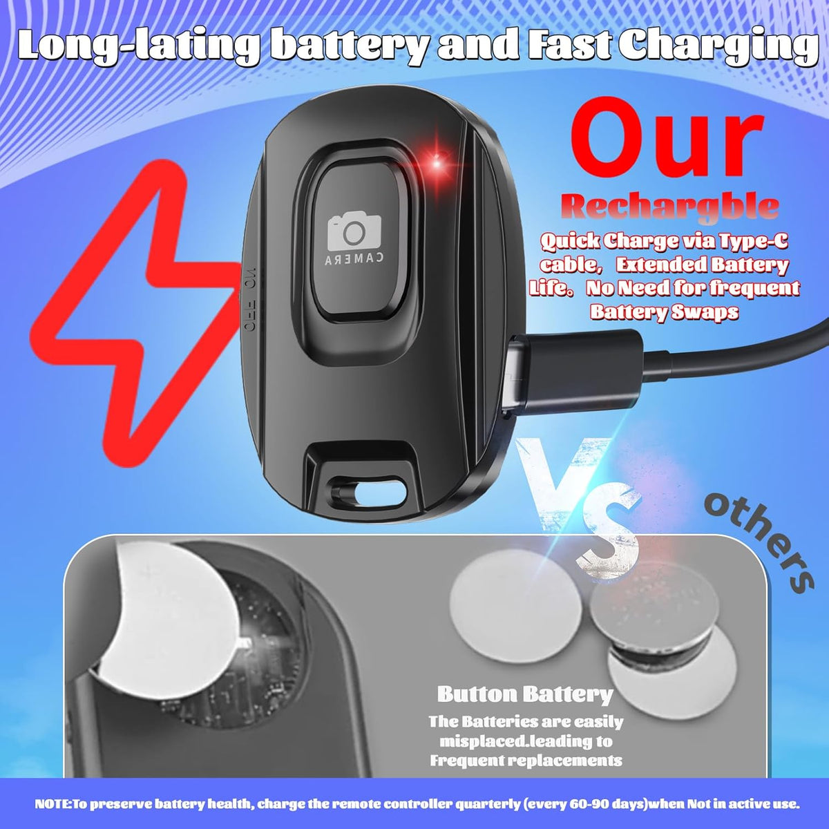 Rechargeable Bluetooth Camera Remote – 2 Pack - view 2
