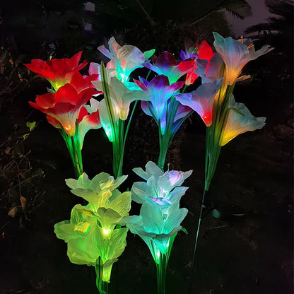 Color-Changing Solar Lily Garden Lights – 4 Pack - view 6