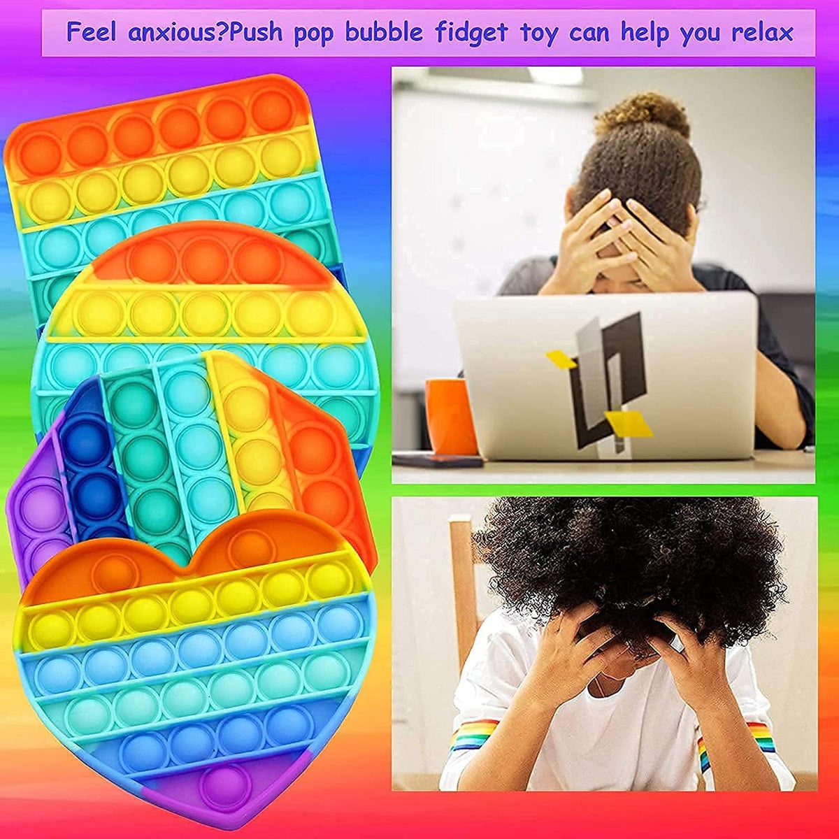 Rainbow Pop-It Fidget Toys – 4 Pack - view 2