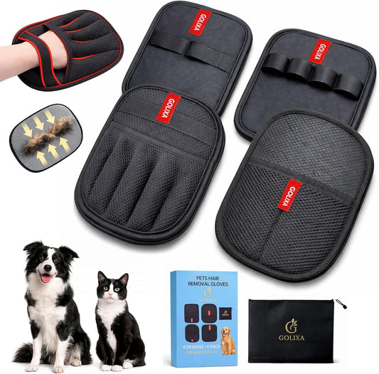 Reusable Pet Hair Removal Gloves – 4 Pack