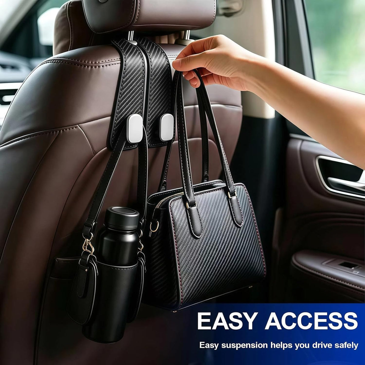 4-Pack Leather Car Headrest Hooks - view 3