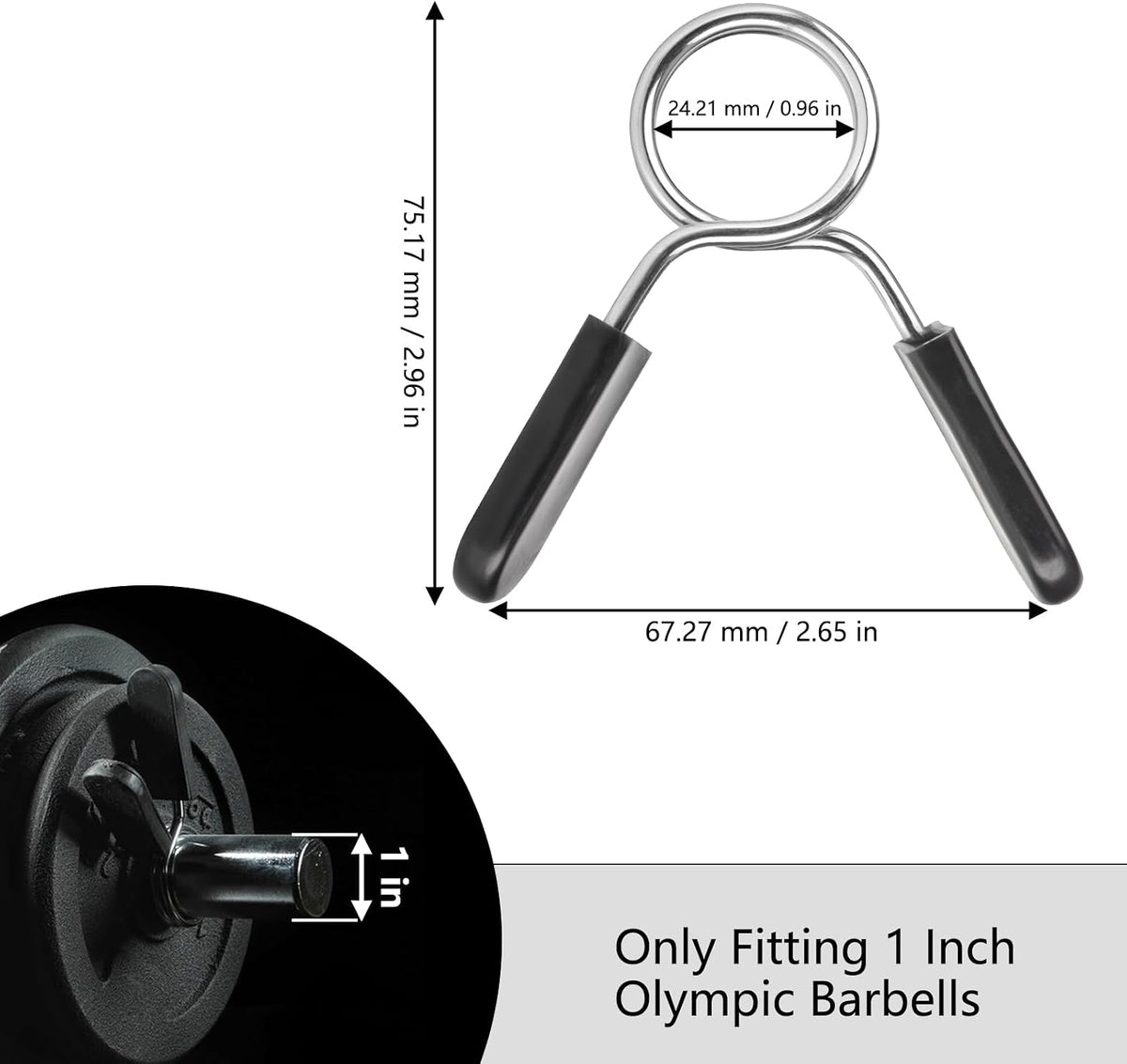 Pair of 1-Inch Spring Clip Barbell Collars - view 2
