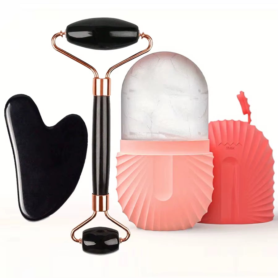 Ice facial roller and gua sha skincare set