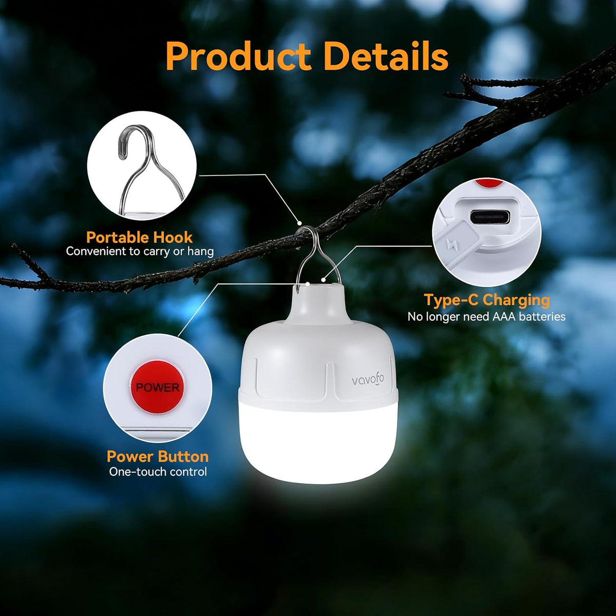Rechargeable 1200-Lumen Camping Lantern - view 3