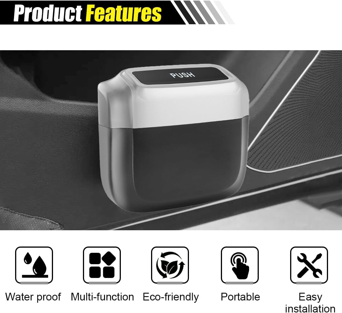 Leakproof Mini Car Trash Can with 30 Bags - view 3