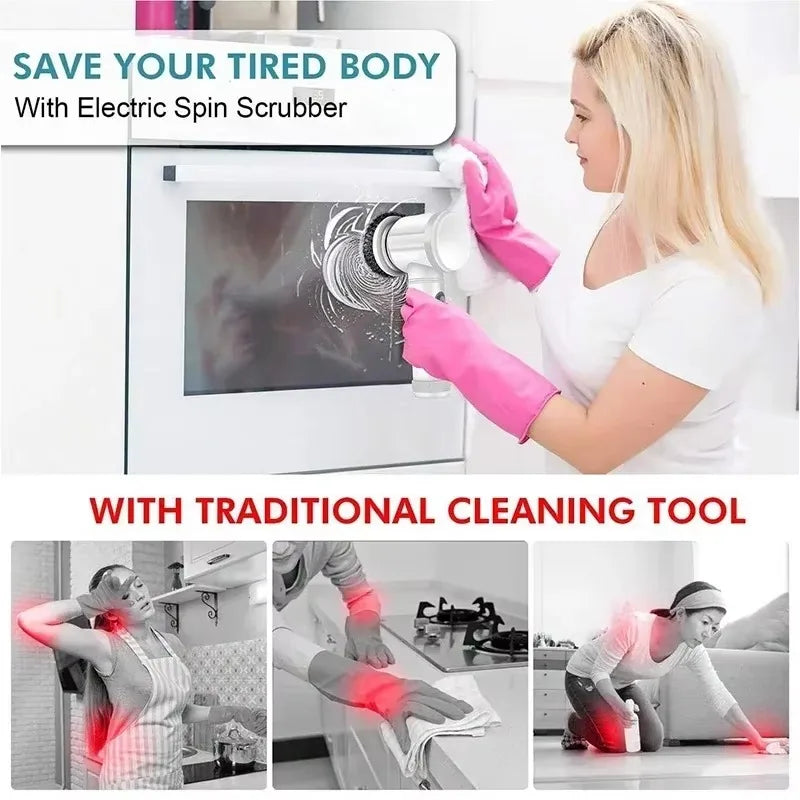 Cordless Electric Spin Scrubber with 5 Brush Heads - view 3