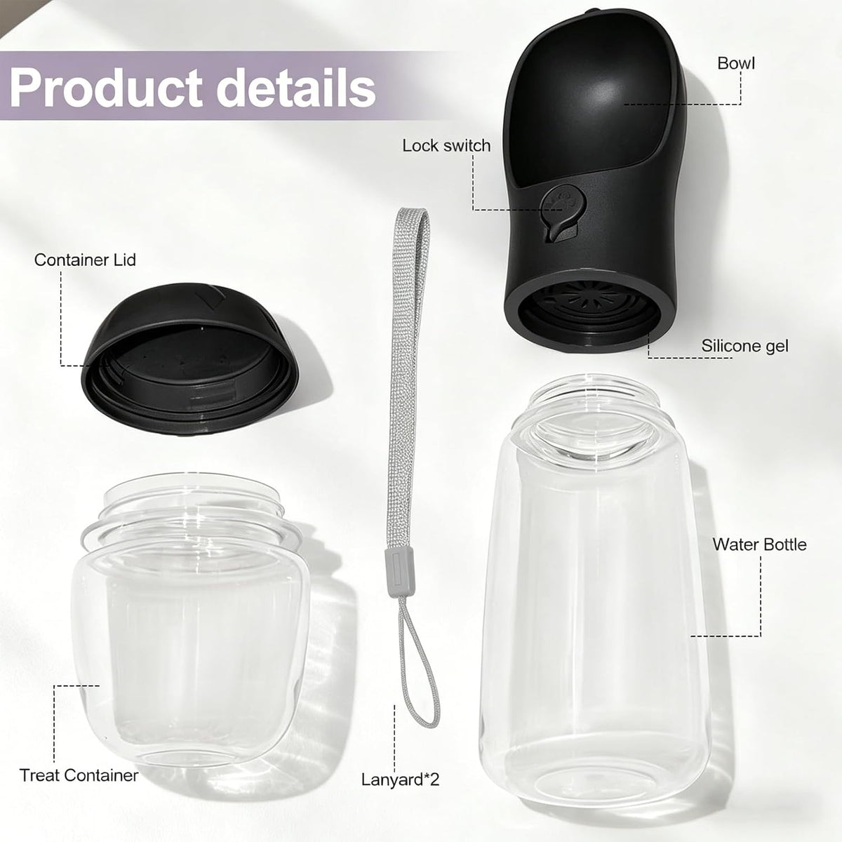 2-in-1 Portable Dog Water Bottle & Food Container - view 2