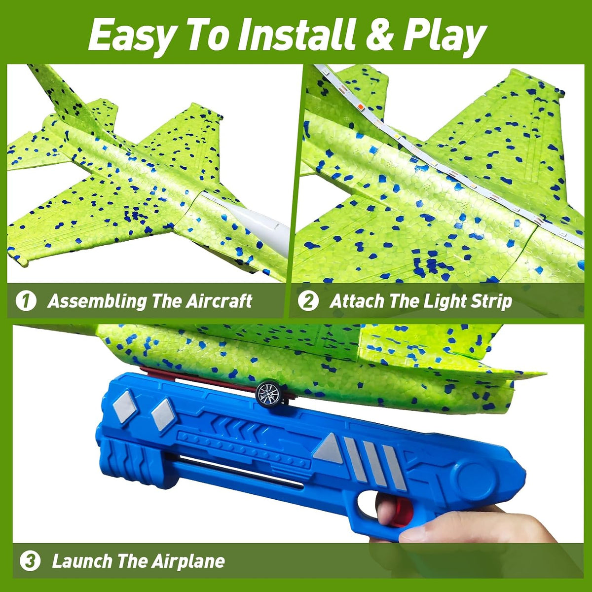 3-Pack LED Foam Airplane Launcher Set - view 3