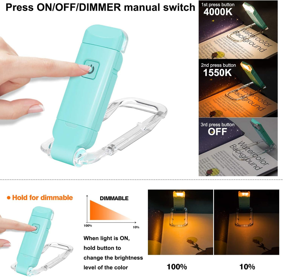 Rechargeable Clip-On Book Light - view 3