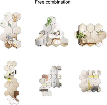 12-Piece Hexagon Mirror Wall Sticker Set - view 3