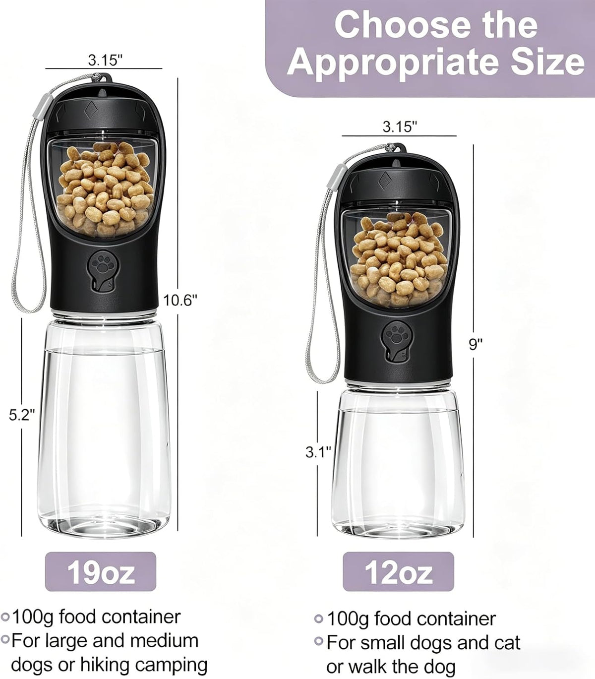 2-in-1 Portable Dog Water Bottle & Food Container - view 3