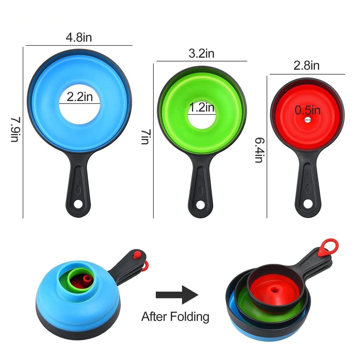 3-Piece Collapsible Silicone Funnel Set - view 5