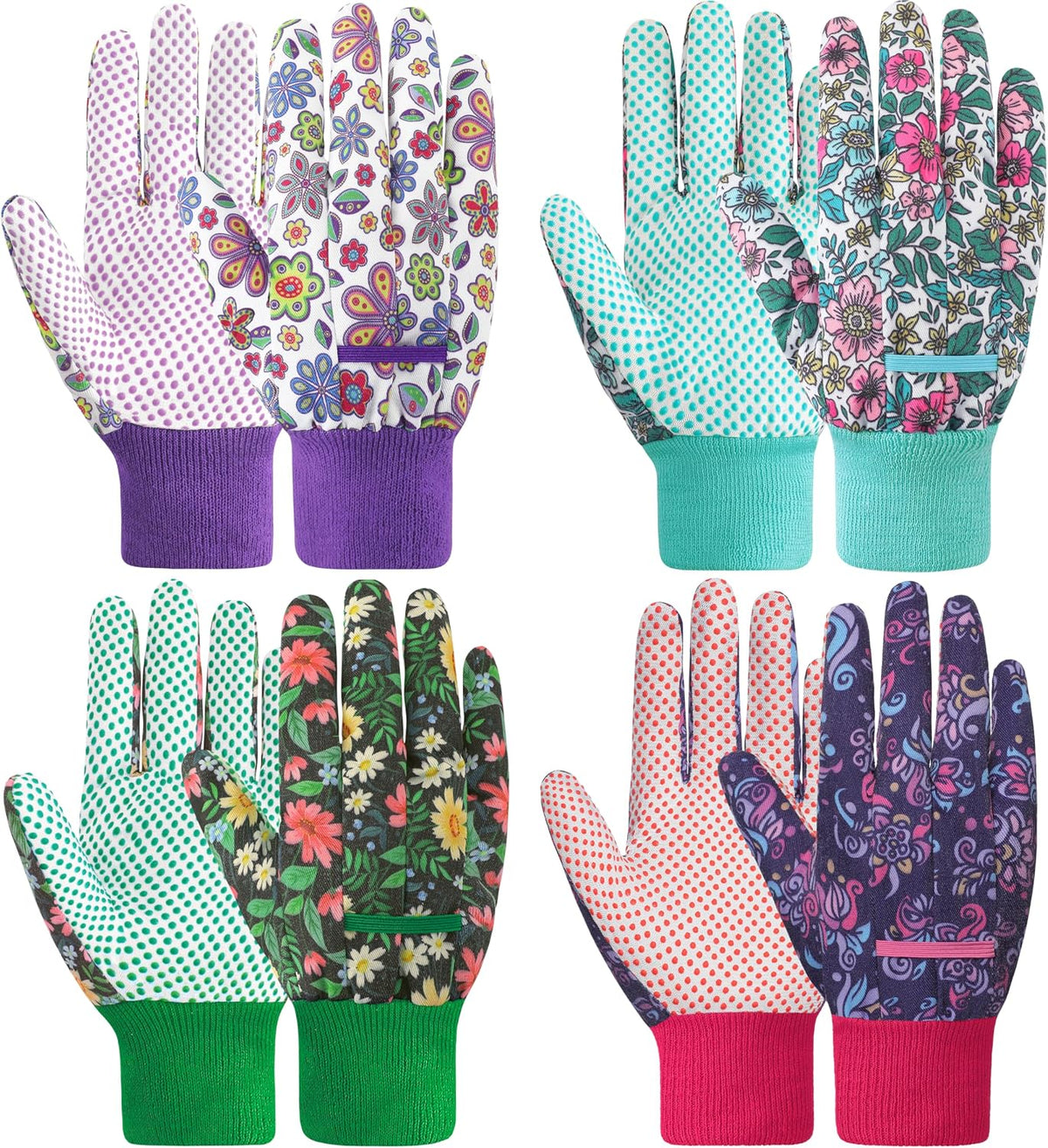 4-Pair Floral Gardening Gloves