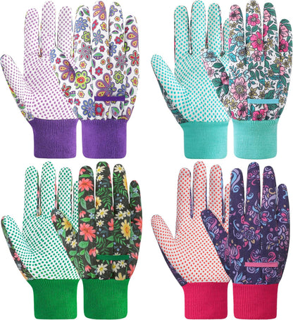 4-Pair Floral Gardening Gloves