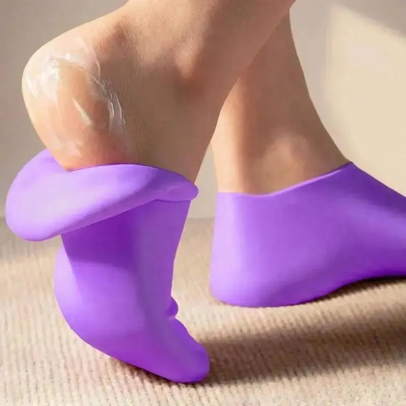 1 Pair Silicone Heel Socks for Dry Cracked Feet – Moisturizing Foot Mask with Elastic Fit, Softens Rough Skin, & Prevents Cracking