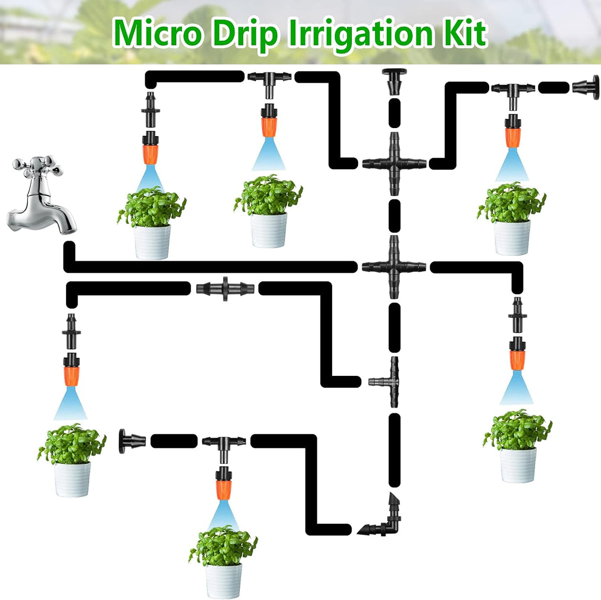 250-Piece 1/4-Inch Drip Irrigation Fittings Kit - view 5