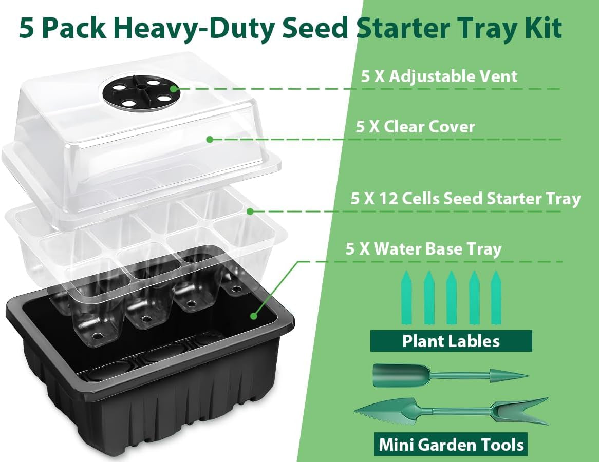 5-Pack Seed Starter Tray Kit with Humidity Domes - view 2