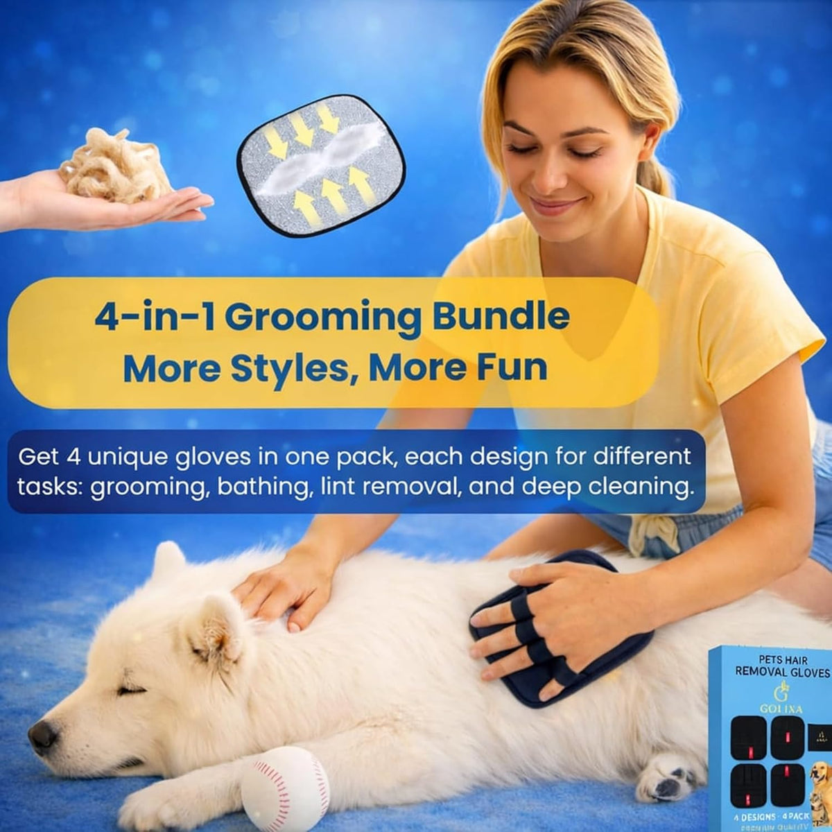Reusable Pet Hair Removal Gloves – 4 Pack - view 6