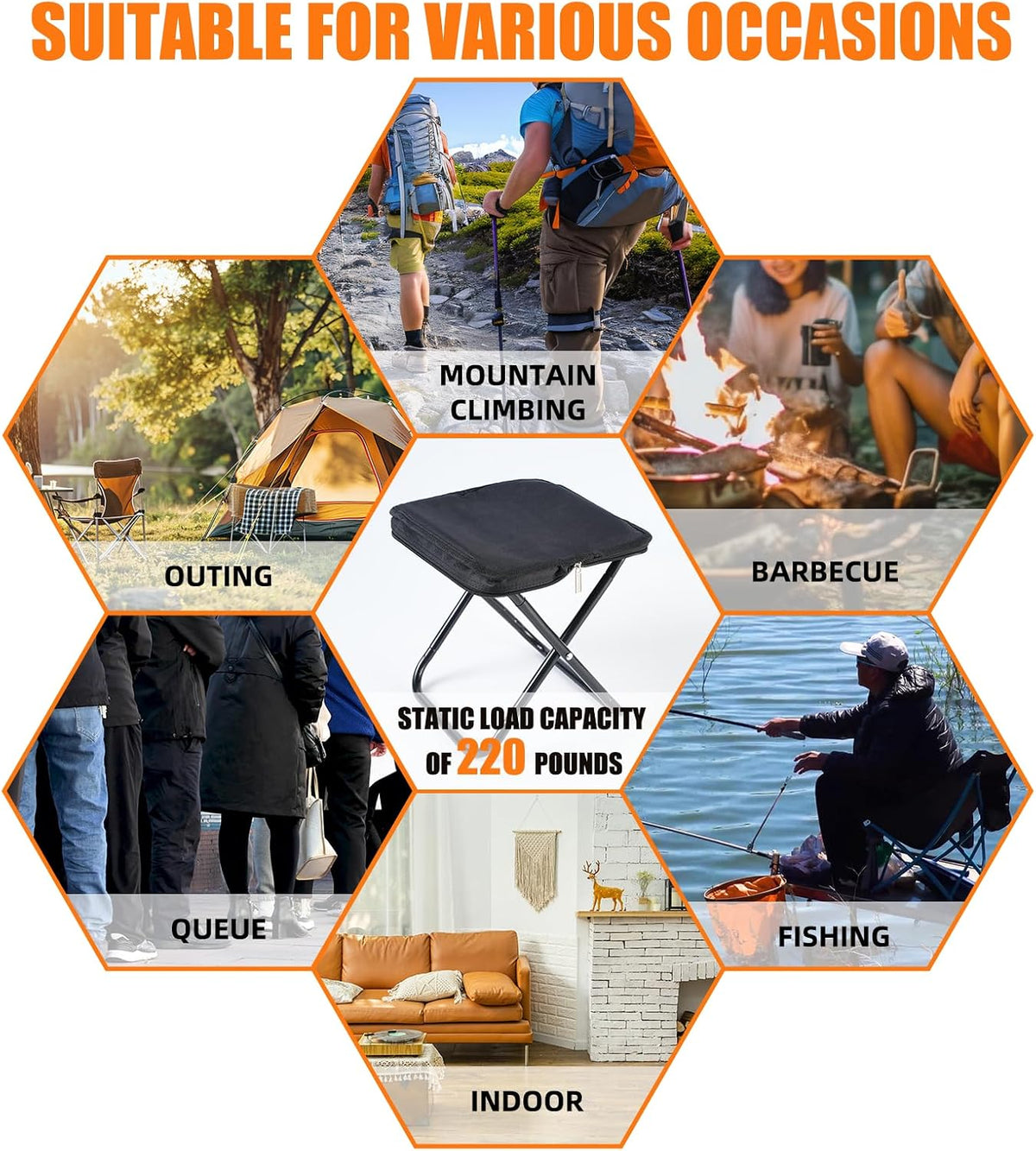 Portable Folding Camping Stool with Carry Bag - view 5