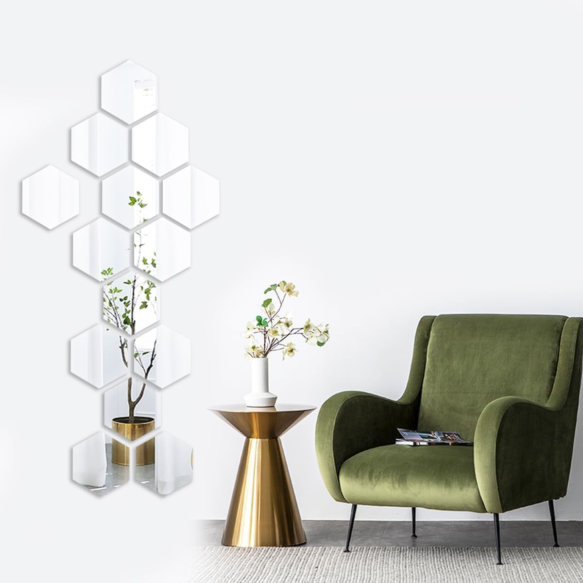 12-Piece Hexagon Mirror Wall Sticker Set - view 4