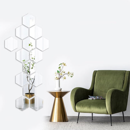 12-Piece Hexagon Mirror Wall Sticker Set - view 4