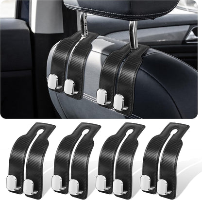 4-Pack Leather Car Headrest Hooks