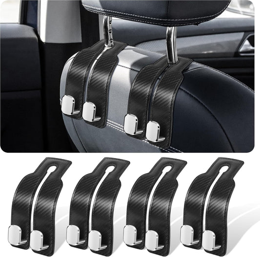 4-Pack Leather Car Headrest Hooks