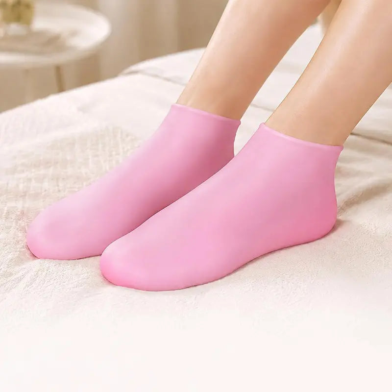 1 Pair Silicone Heel Socks for Dry Cracked Feet – Moisturizing Foot Mask with Elastic Fit, Softens Rough Skin, & Prevents Cracking