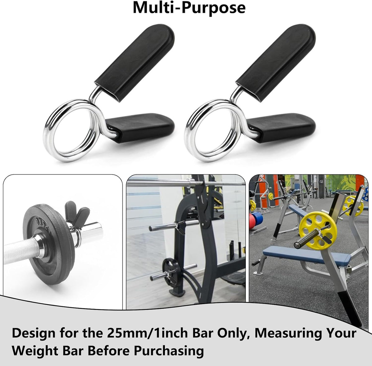 Pair of 1-Inch Spring Clip Barbell Collars - view 4