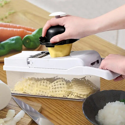 Manual Vegetable Cutter Manual Ergonomic Vegetable Chopper 26X Labor-Saving Vegetable Cutter Potato Slicer Tool with Container