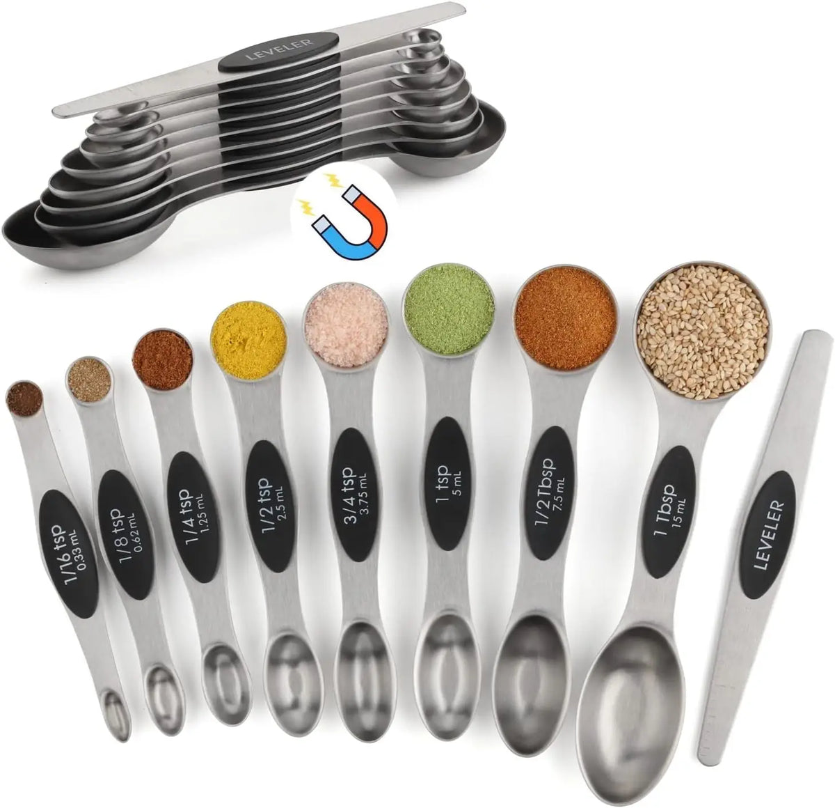 Magnetic Stainless-Steel Measuring Spoon Set - view 2