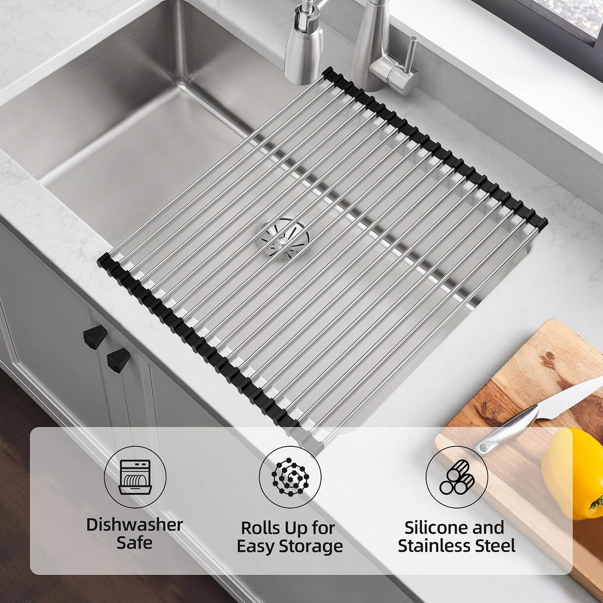 Premium Roll-Up Over-the-Sink Dish Drying Rack - view 2