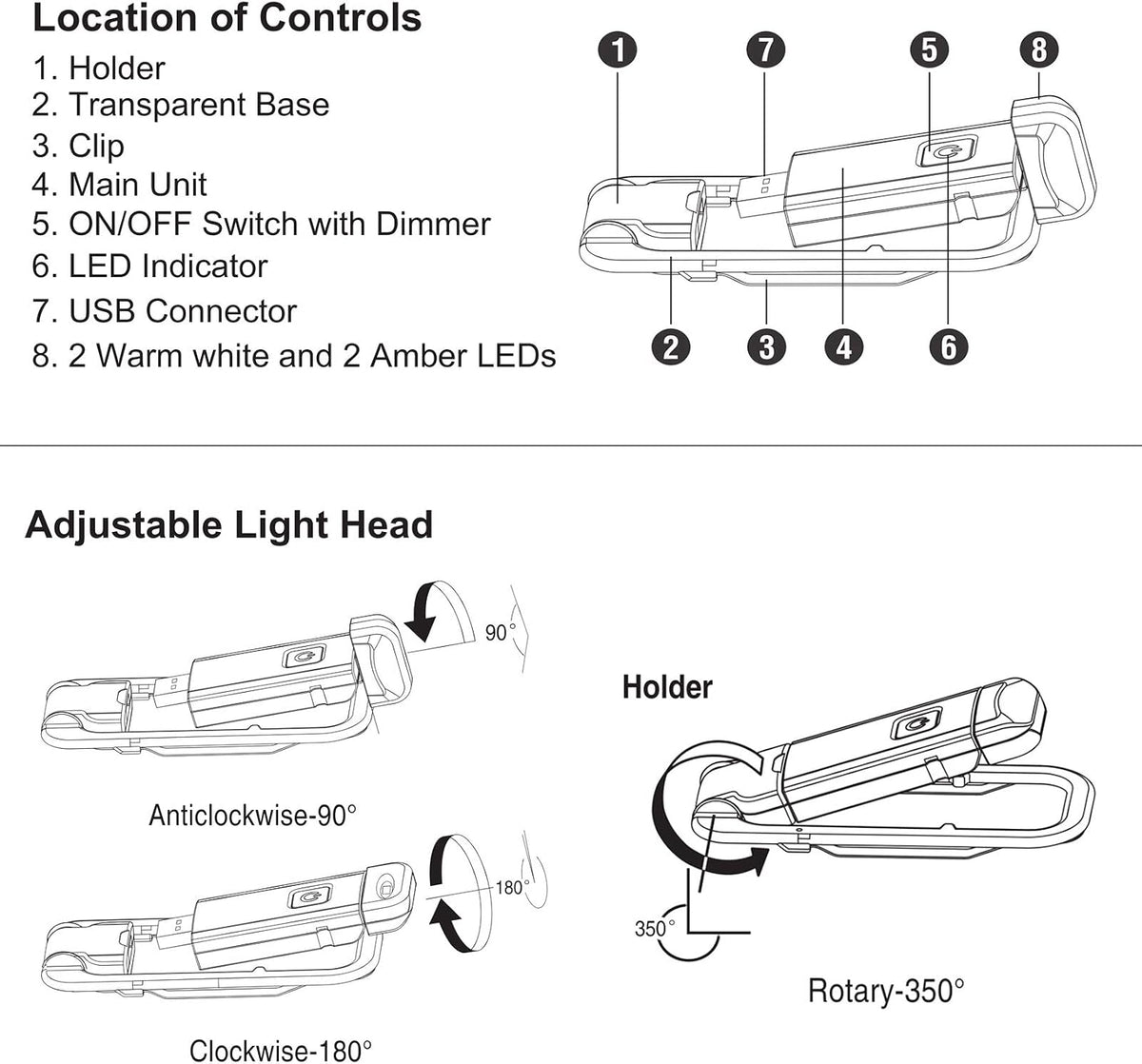 Rechargeable Clip-On Book Light - view 7