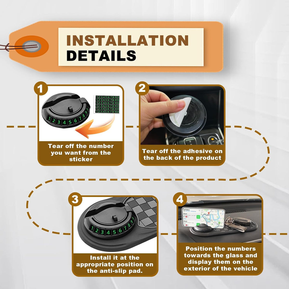 Anti-Slip Dashboard Phone Holder & Parking Display - view 4