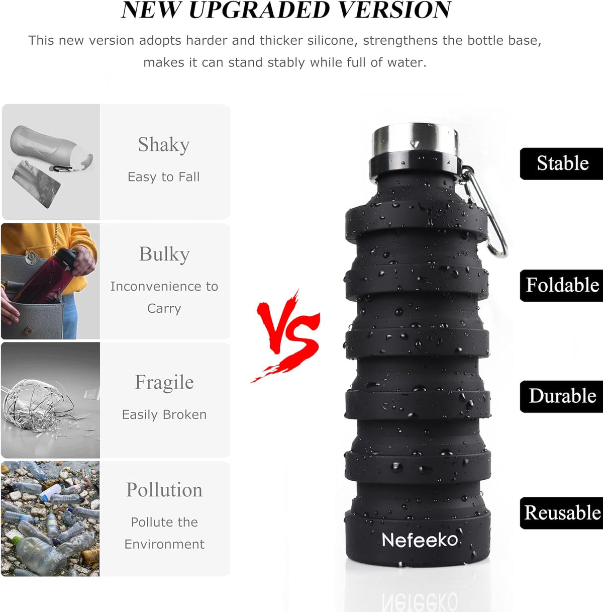 27 oz Collapsible Silicone Water Bottle - view 2