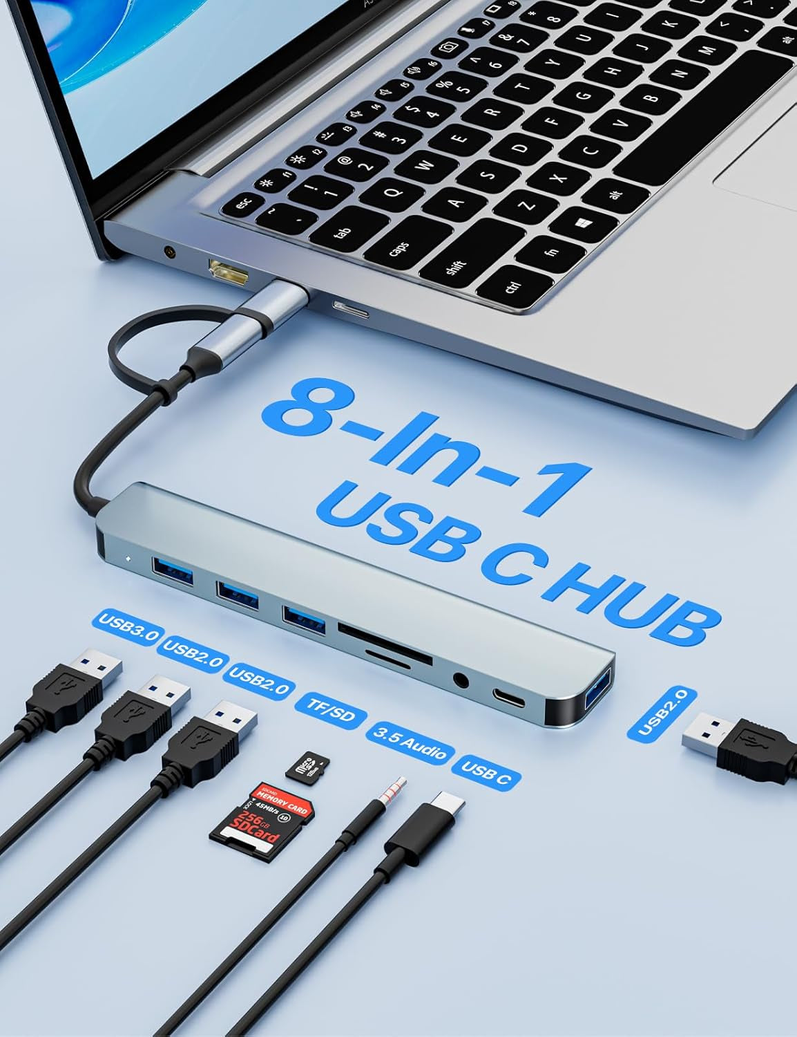 8-in-1 USB Hub with Card Readers - view 2