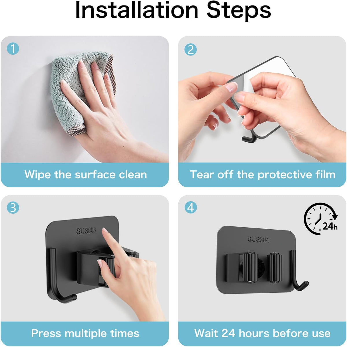 Self-Adhesive Broom & Mop Holders – 4 Pack - view 3