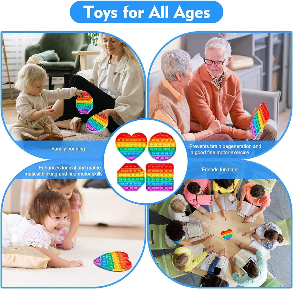 Rainbow Pop-It Fidget Toys – 4 Pack - view 7