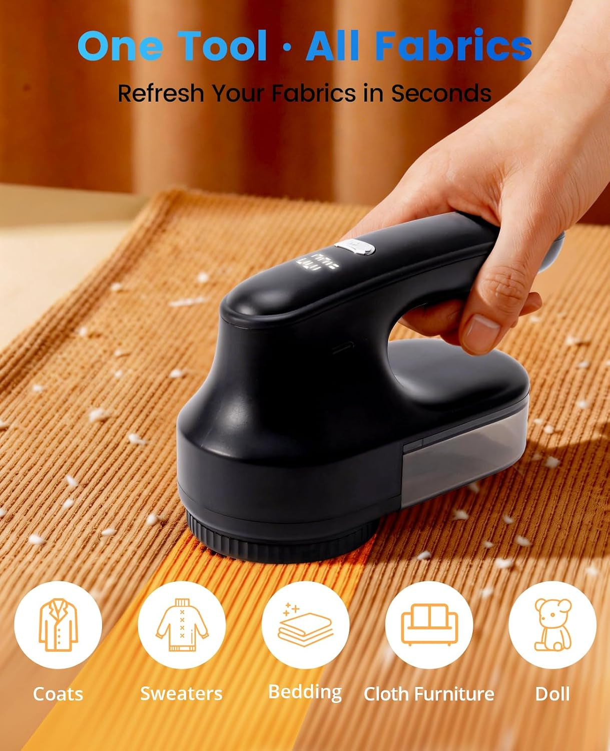 Fabric Shaver for Clothing，Rechargeable Lint Shaver with 2.7In Large Shaving Head, 6-Leaf Blades & LED Display,2-Speed Sweater Shavers to Remove Pilling from Clothes, Furniture, Sofa, Blanket