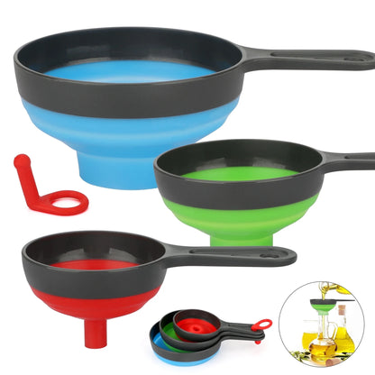 3-Piece Collapsible Silicone Funnel Set