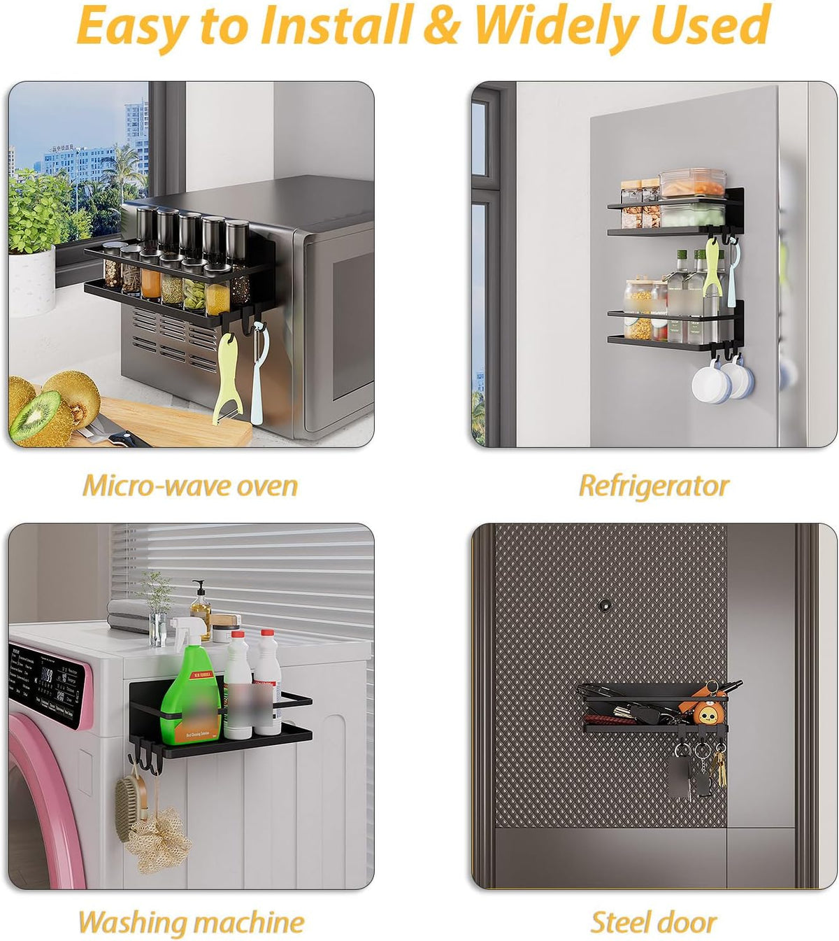 2-Pack Magnetic Fridge Spice Racks with Hooks - view 5