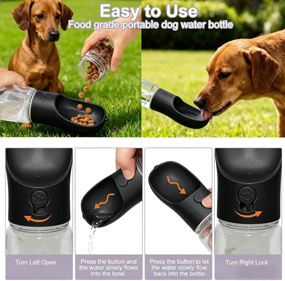 2-in-1 Portable Dog Water Bottle & Food Container - view 5