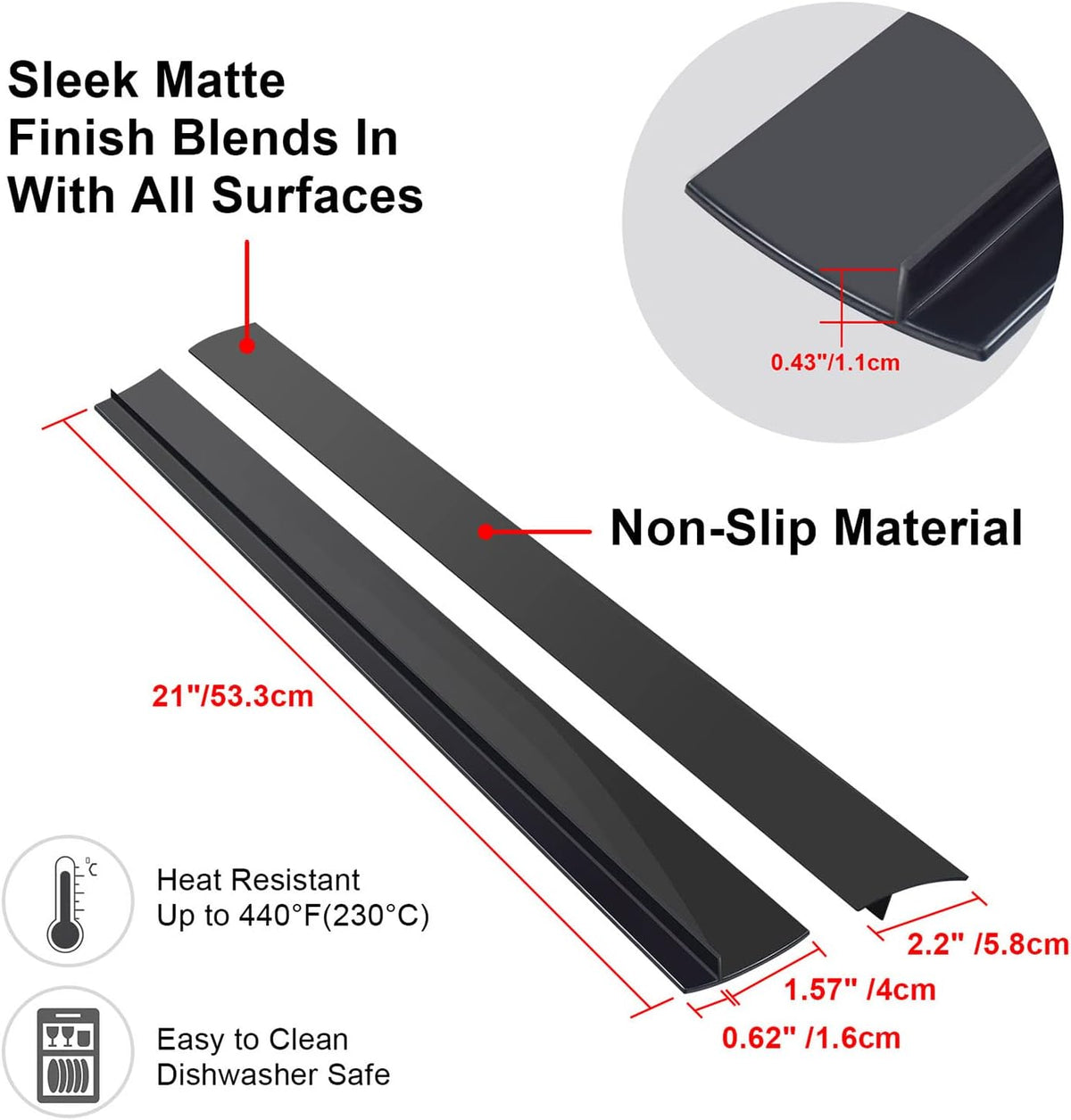 Silicone Stove Gap Covers – 2 Pack - view 2