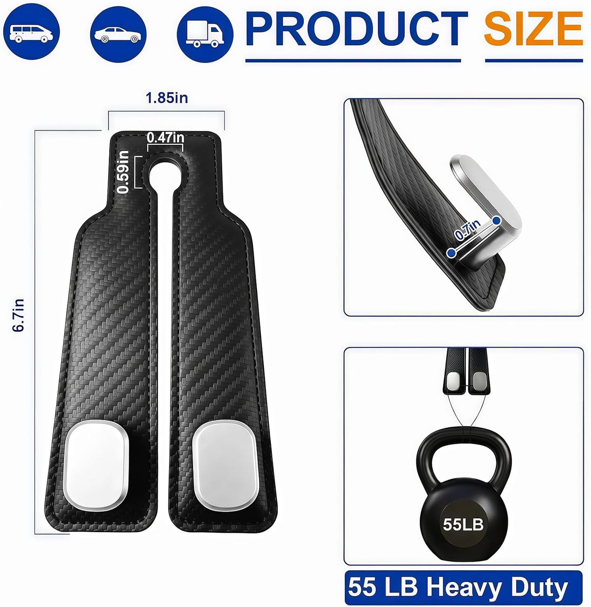 4-Pack Leather Car Headrest Hooks - view 2