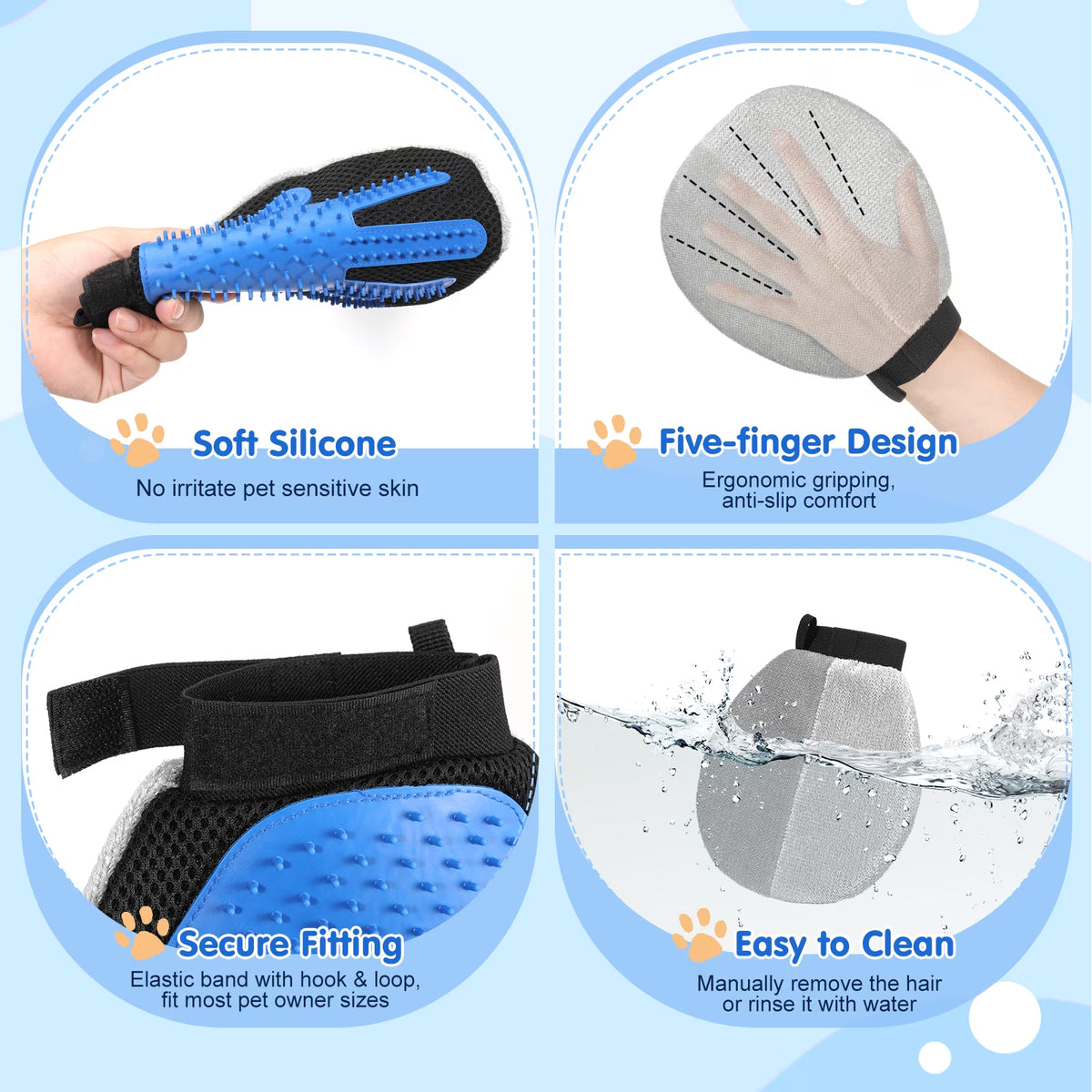 Dual-Sided Pet Grooming & Hair Removal Glove - view 3