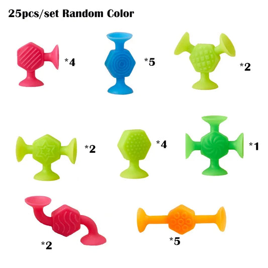 25-Piece Suction-Cup Building Toy Set